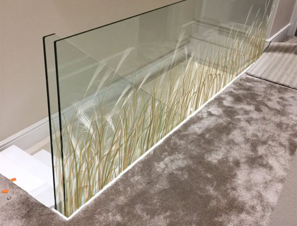 Декоративная вставка для пленки ЕВА. эффект колосков в триплексе для перил.